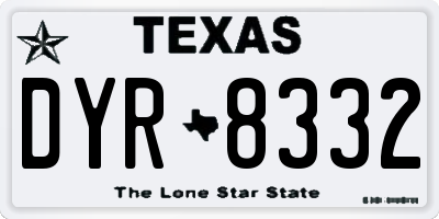TX license plate DYR8332