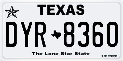 TX license plate DYR8360