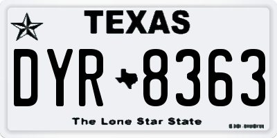 TX license plate DYR8363