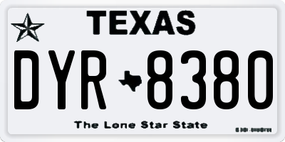 TX license plate DYR8380
