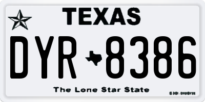 TX license plate DYR8386