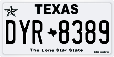 TX license plate DYR8389