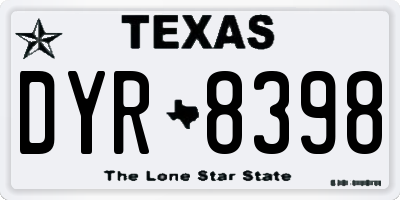 TX license plate DYR8398