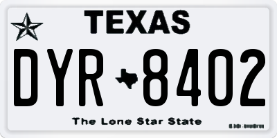 TX license plate DYR8402