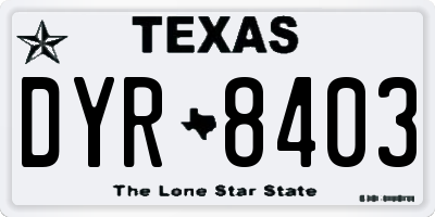 TX license plate DYR8403