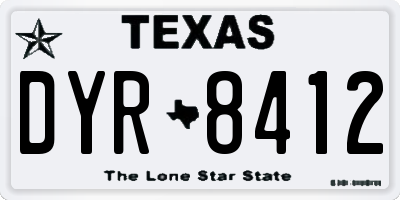TX license plate DYR8412