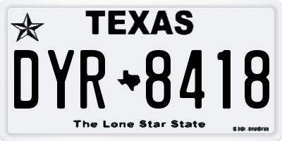 TX license plate DYR8418