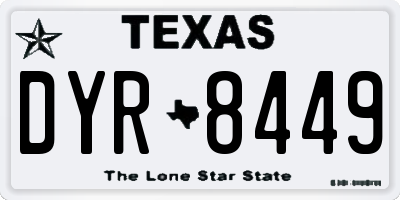 TX license plate DYR8449