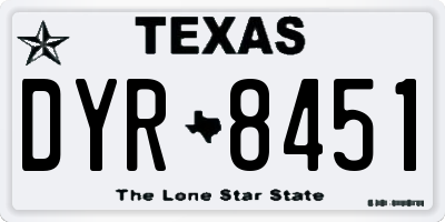 TX license plate DYR8451