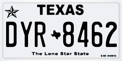 TX license plate DYR8462
