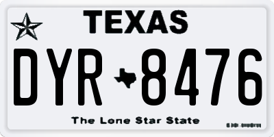 TX license plate DYR8476