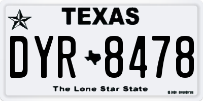 TX license plate DYR8478