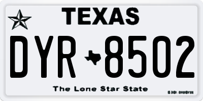 TX license plate DYR8502