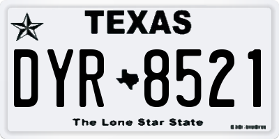 TX license plate DYR8521