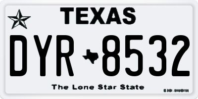 TX license plate DYR8532