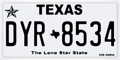 TX license plate DYR8534