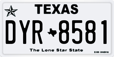 TX license plate DYR8581