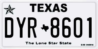 TX license plate DYR8601