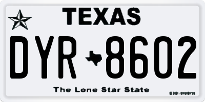 TX license plate DYR8602