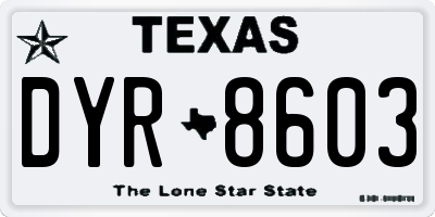 TX license plate DYR8603