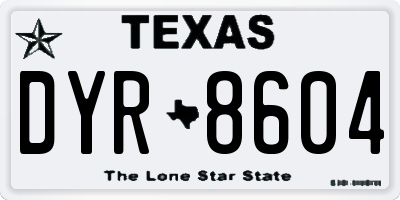 TX license plate DYR8604