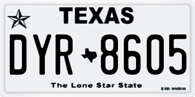 TX license plate DYR8605
