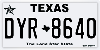 TX license plate DYR8640