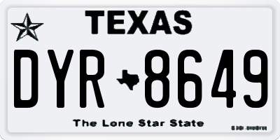 TX license plate DYR8649