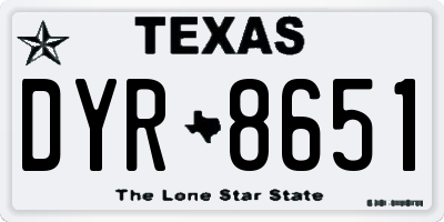 TX license plate DYR8651