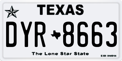 TX license plate DYR8663