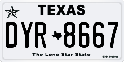 TX license plate DYR8667