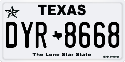 TX license plate DYR8668