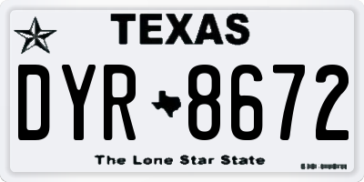 TX license plate DYR8672