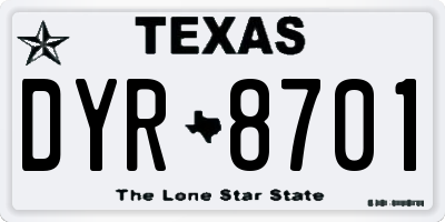 TX license plate DYR8701