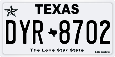 TX license plate DYR8702