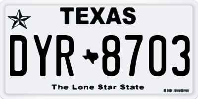 TX license plate DYR8703