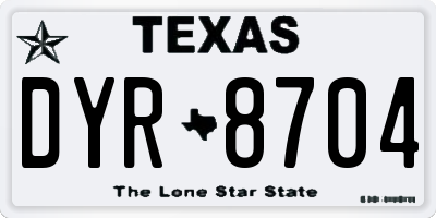 TX license plate DYR8704