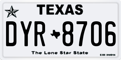 TX license plate DYR8706