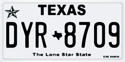 TX license plate DYR8709