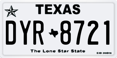TX license plate DYR8721