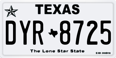 TX license plate DYR8725