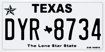 TX license plate DYR8734