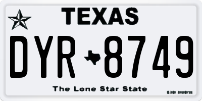 TX license plate DYR8749