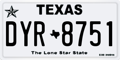 TX license plate DYR8751