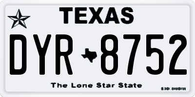 TX license plate DYR8752