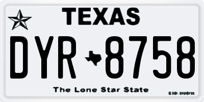 TX license plate DYR8758