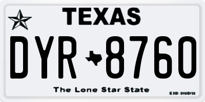 TX license plate DYR8760