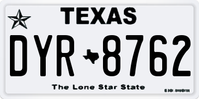 TX license plate DYR8762