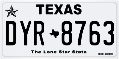TX license plate DYR8763