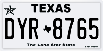 TX license plate DYR8765